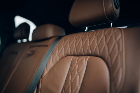 Luxury car interior with leather seats after professional detailing