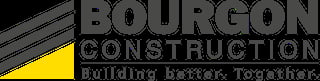 Bourgon Construction logo with gray text, yellow triangle, and tagline Building better. Together.